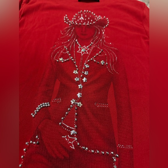 Cowgirl Red Shirt with Sequins - Picture 4 of 4